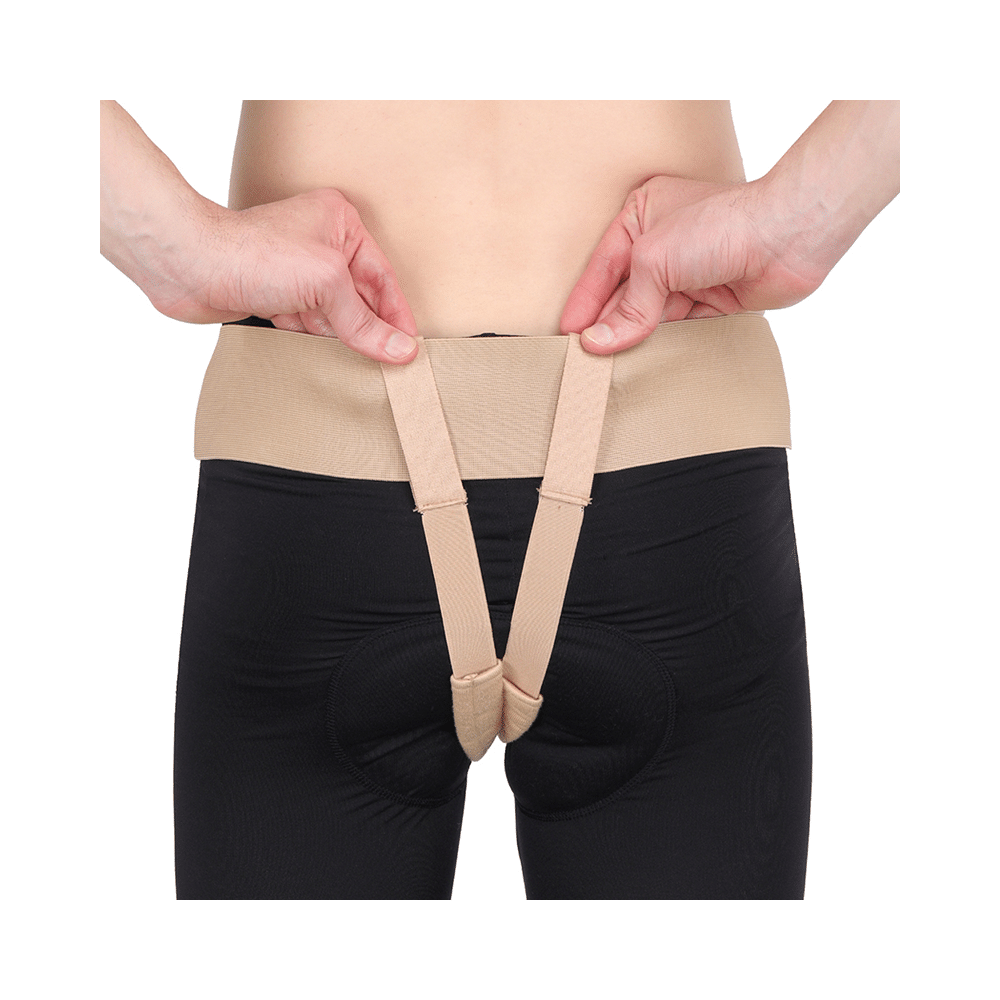 HealthAndYoga EasyPress Adjustable Hernia Belt Beige Large - Image 7