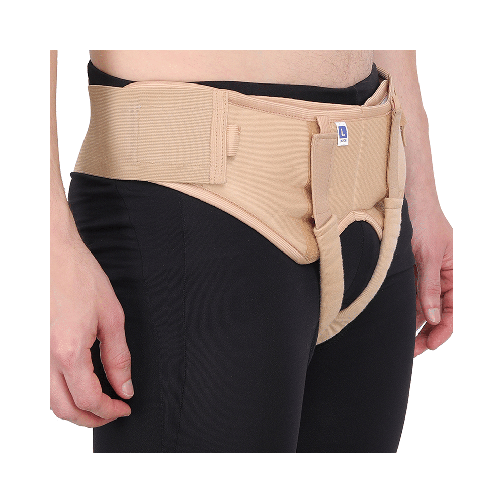 HealthAndYoga EasyPress Adjustable Hernia Belt Beige Large - Image 6