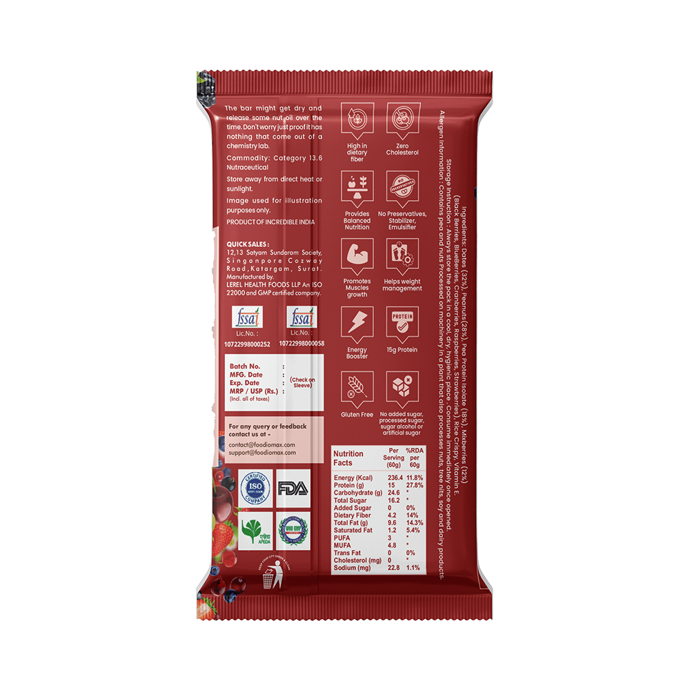 Foodiomax Protien Bar (60gm Each) Mix Berries - Image 2