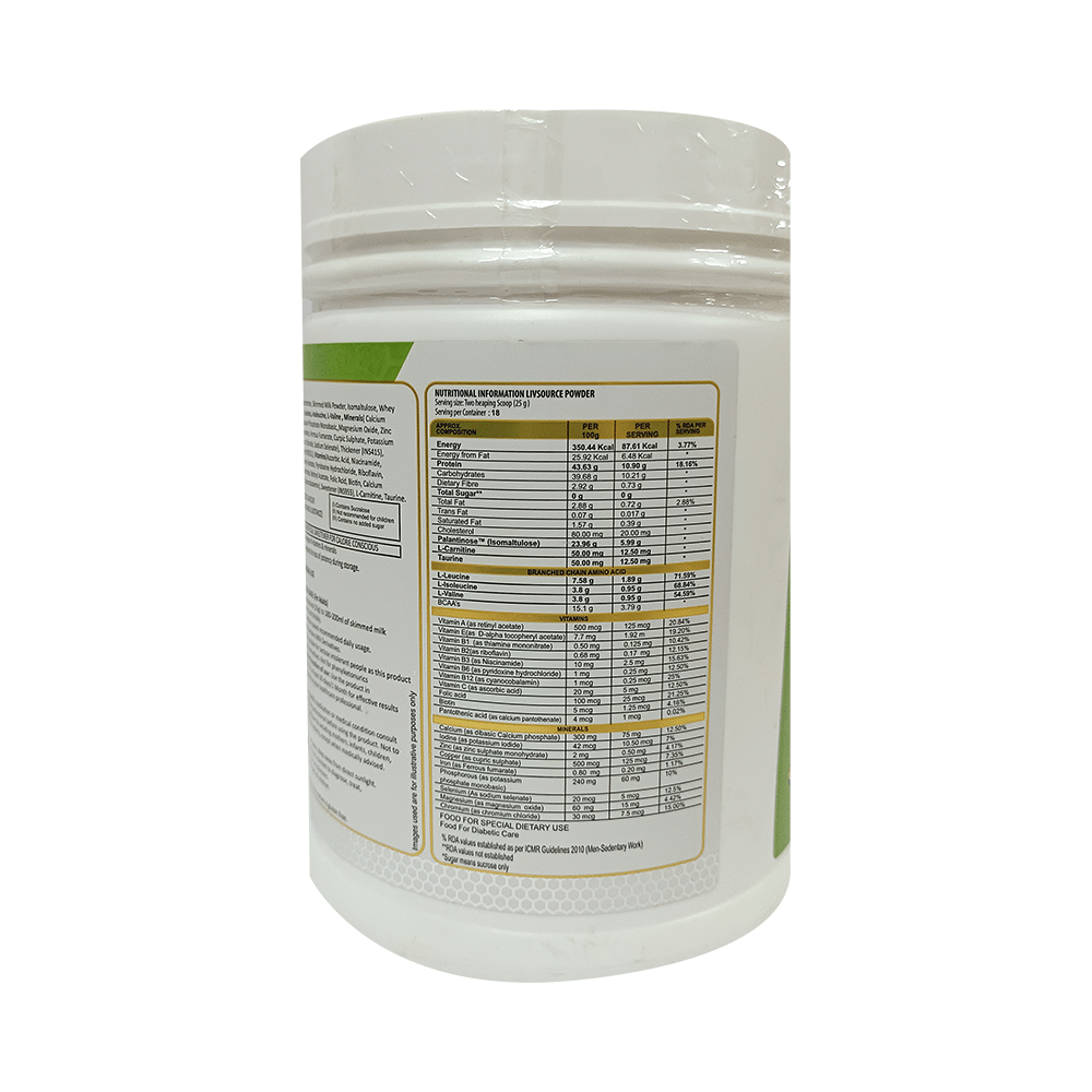 LivSource Powder with Protein & BCAA for Muscle Growth | Sugar & Gluten Free | Flavour Vanilla - Image 2