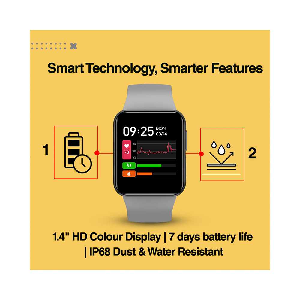 GOQii Smart Vital Lite Covers 5 Lakhs Health Insurance & 1 Lakh Life Insurance with 3 Months Health & Personal Coaching HD Display Smart Watch Grey - Image 8