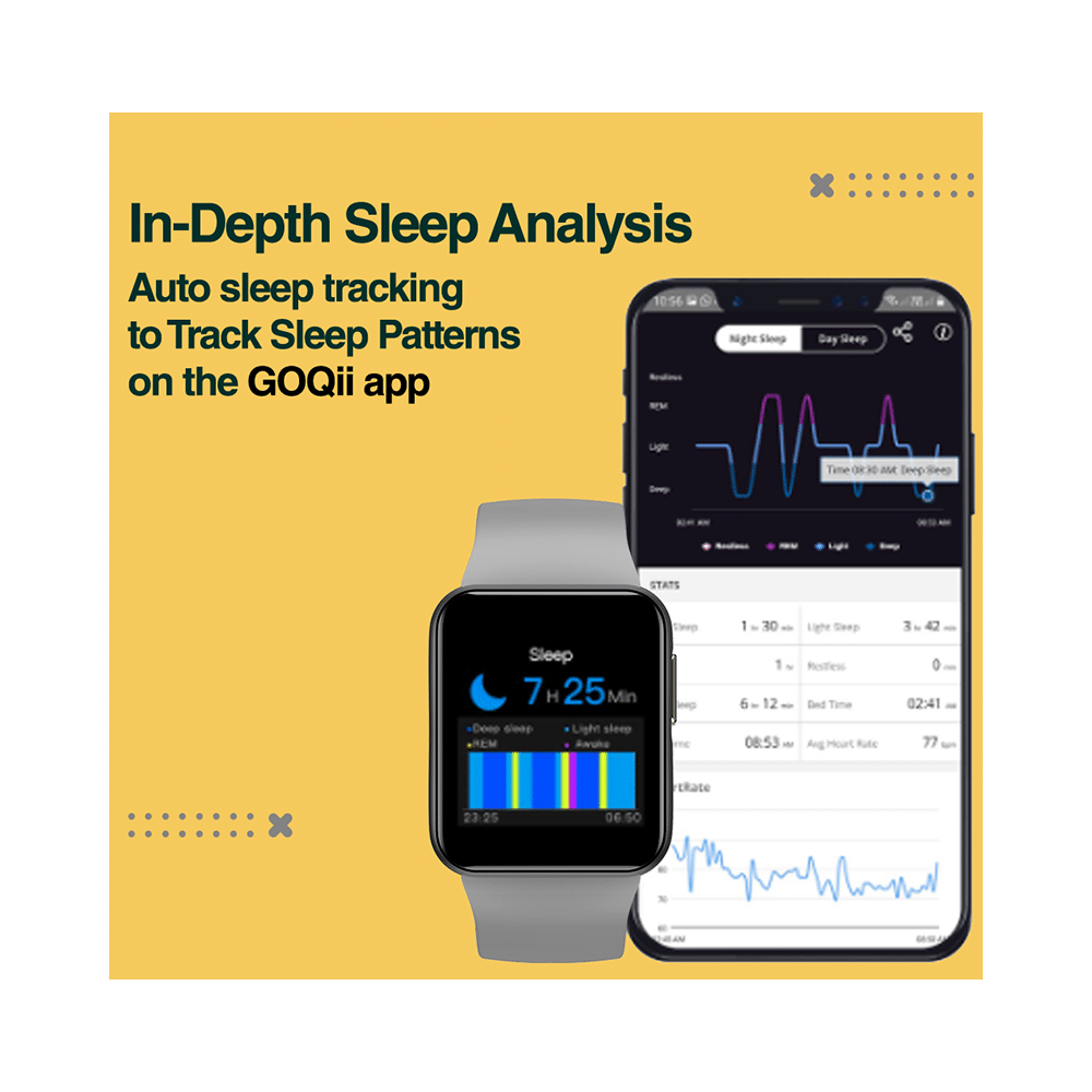 GOQii Smart Vital Lite Covers 5 Lakhs Health Insurance & 1 Lakh Life Insurance with 3 Months Health & Personal Coaching HD Display Smart Watch Grey - Image 6
