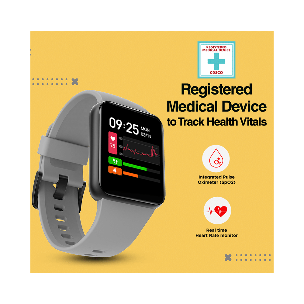 GOQii Smart Vital Lite Covers 5 Lakhs Health Insurance & 1 Lakh Life Insurance with 3 Months Health & Personal Coaching HD Display Smart Watch Grey - Image 5
