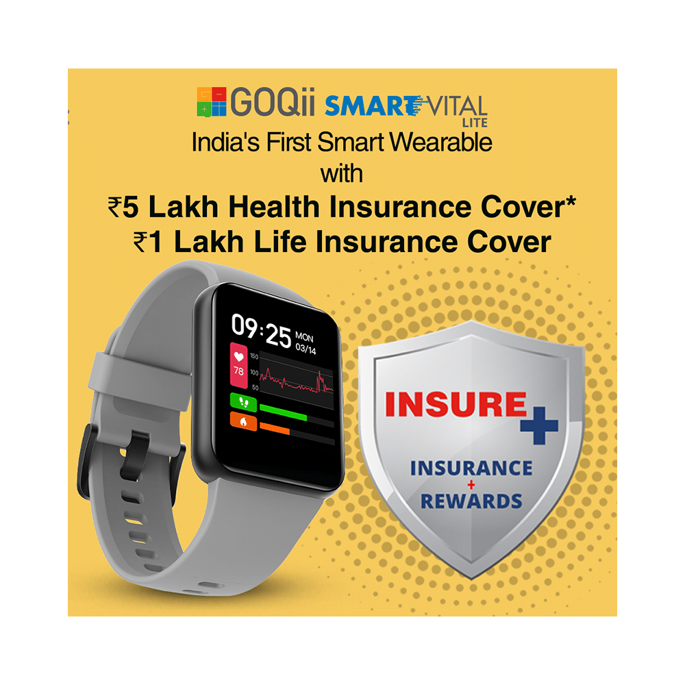 GOQii Smart Vital Lite Covers 5 Lakhs Health Insurance & 1 Lakh Life Insurance with 3 Months Health & Personal Coaching HD Display Smart Watch Grey - Image 3