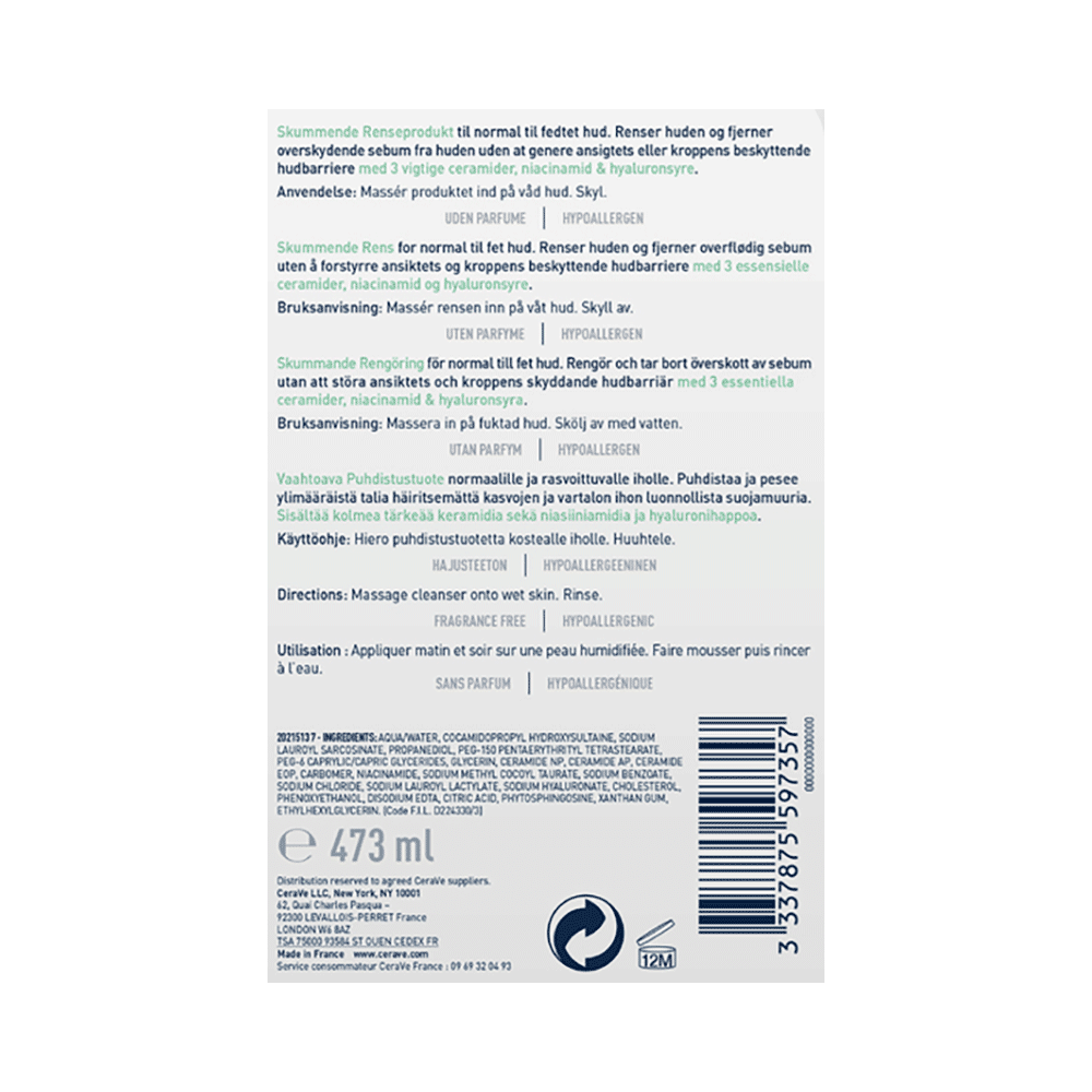 CeraVe Foaming Cleanser for Normal & Oily Skin - Image 3