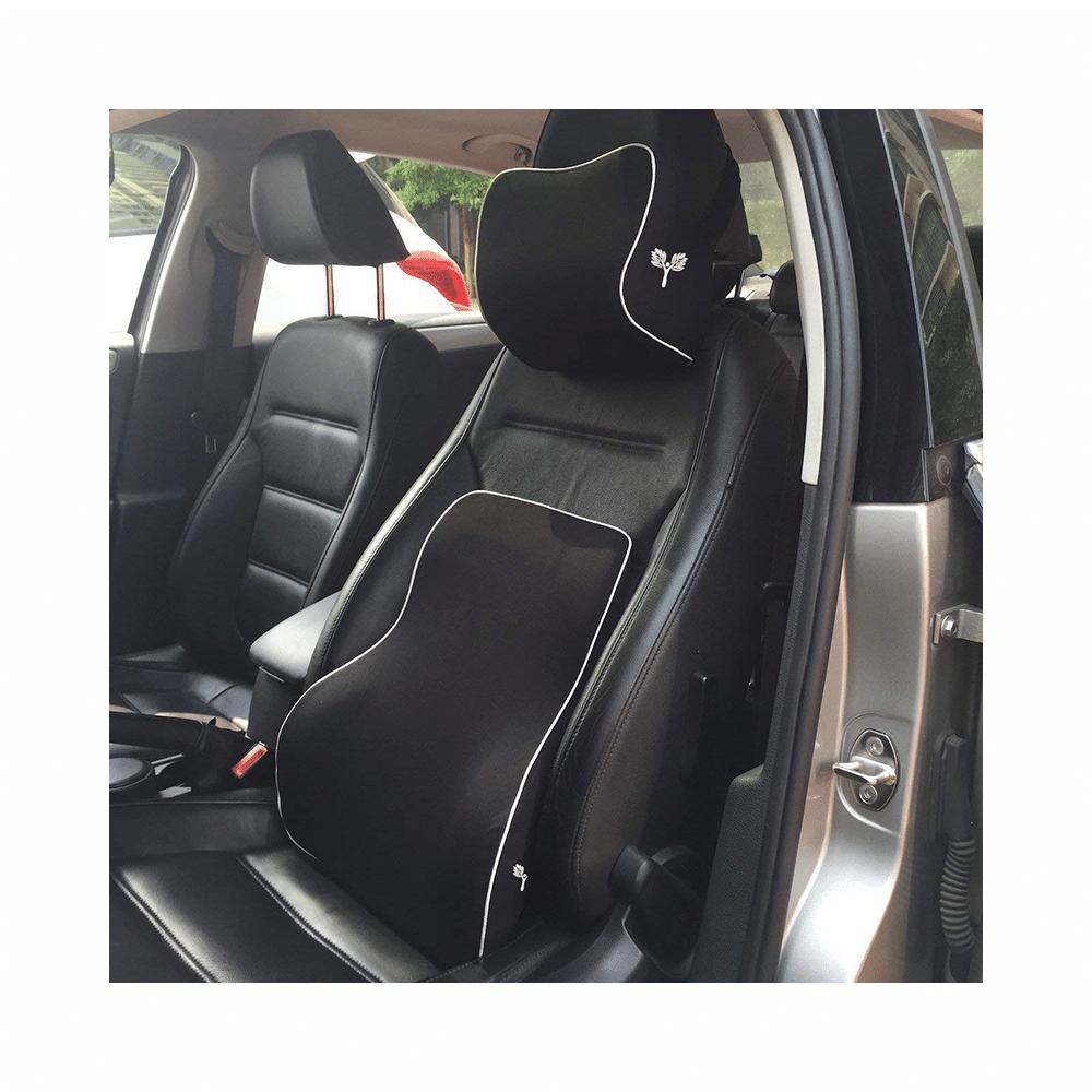 Grin Health Combo Pack of Sit Right Pro Car Backrest Lumbar Support Cushion and Headrest Neck Pillow Black - Image 2