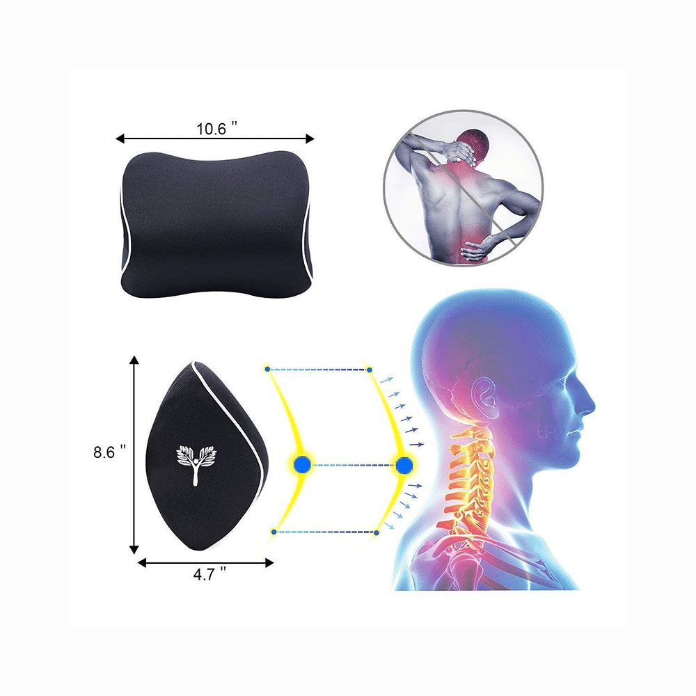 Grin Health Combo Pack of Sit Right Pro Car Backrest Lumbar Support Cushion and Headrest Neck Pillow Black - Image 5