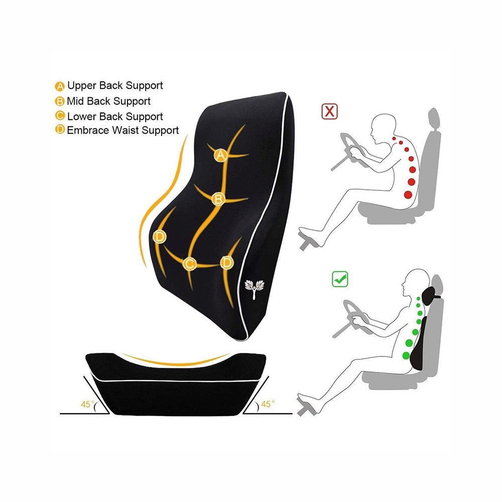 Grin Health Combo Pack of Sit Right Pro Car Backrest Lumbar Support Cushion and Headrest Neck Pillow Black - Image 4