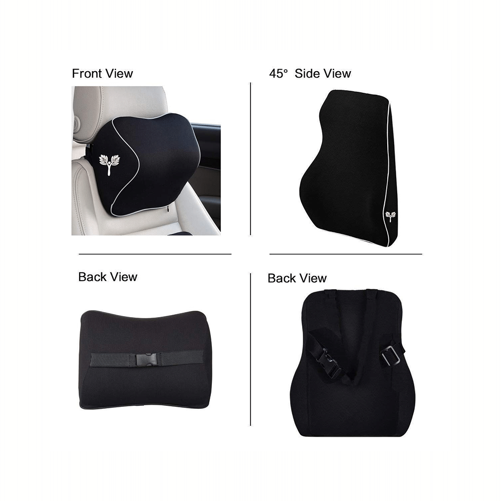 Grin Health Combo Pack of Sit Right Pro Car Backrest Lumbar Support Cushion and Headrest Neck Pillow Black - Image 7