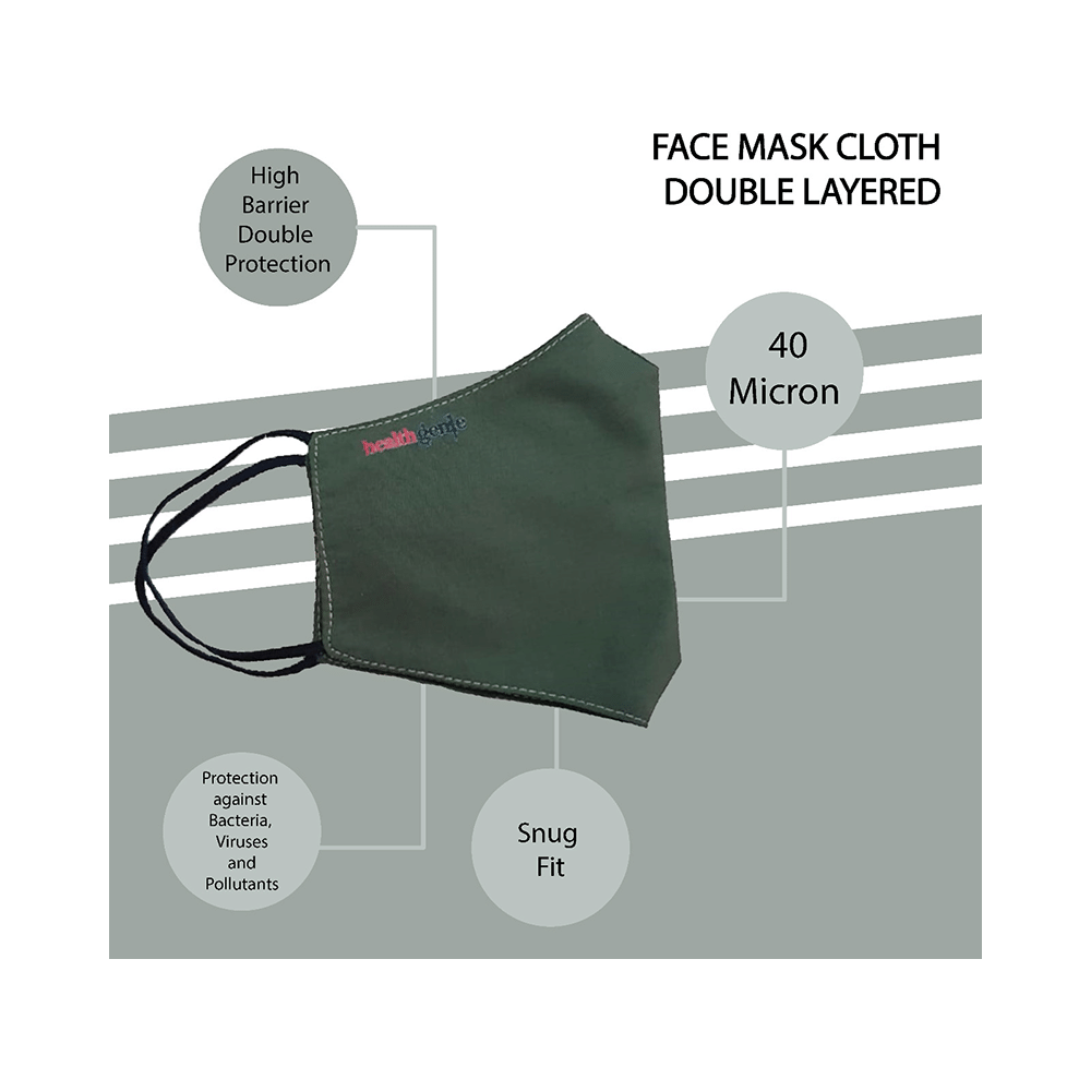 Healthgenie FM 101 Premium Quality Washable & Reusable Double Layered Cloth Face Mask Universal Green - Image 3