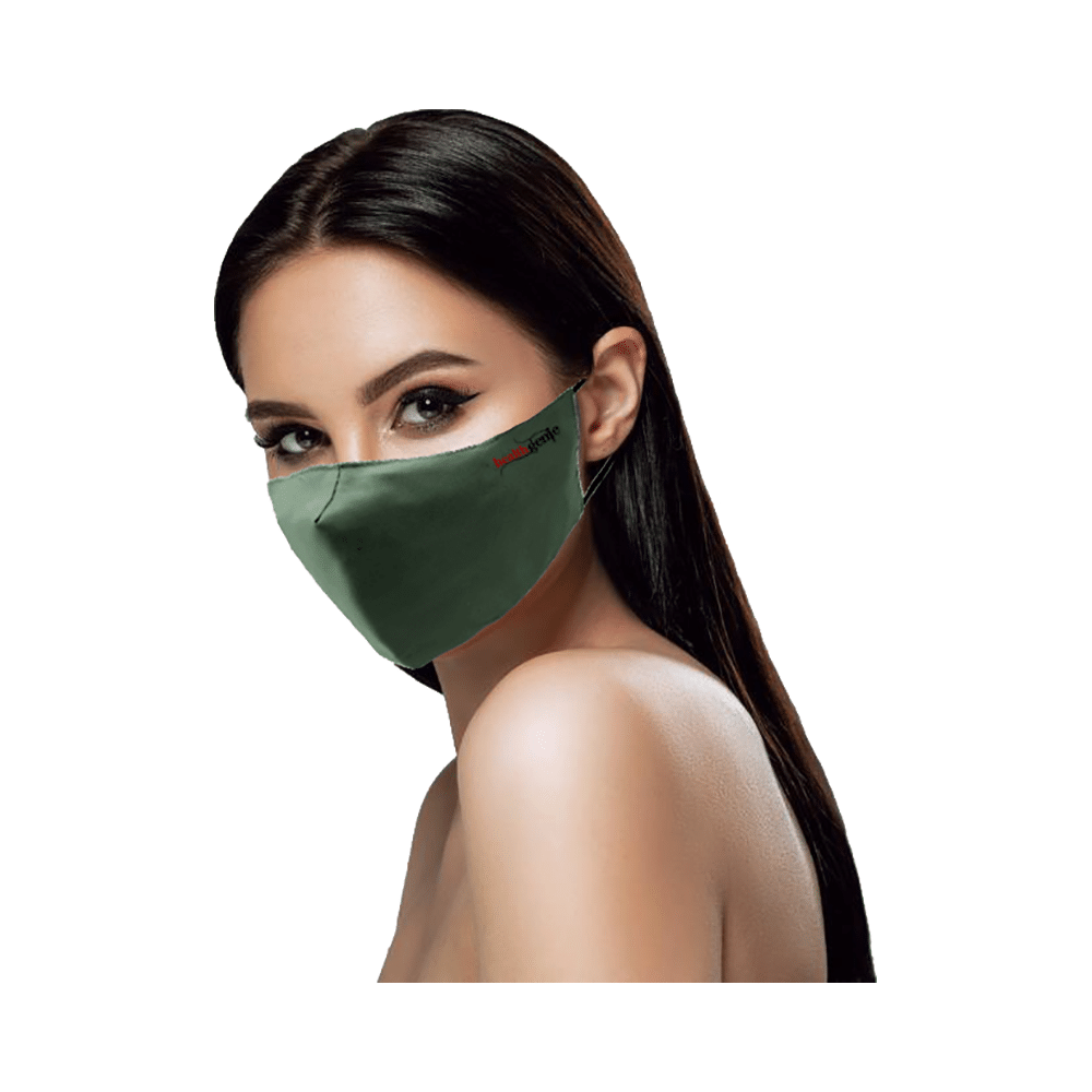 Healthgenie FM 101 Premium Quality Washable & Reusable Double Layered Cloth Face Mask Universal Green - Image 2