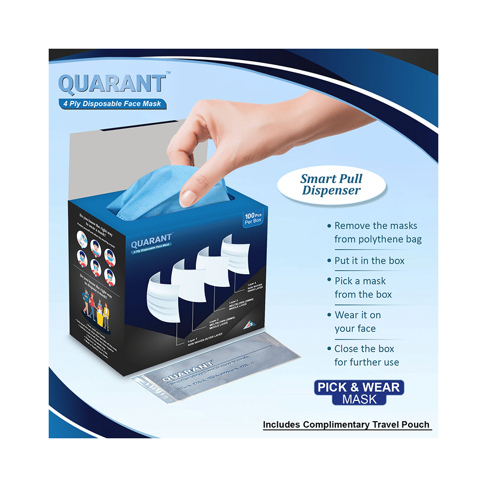 Quarant 4 Ply Disposable Face Mask Blue - Image 5