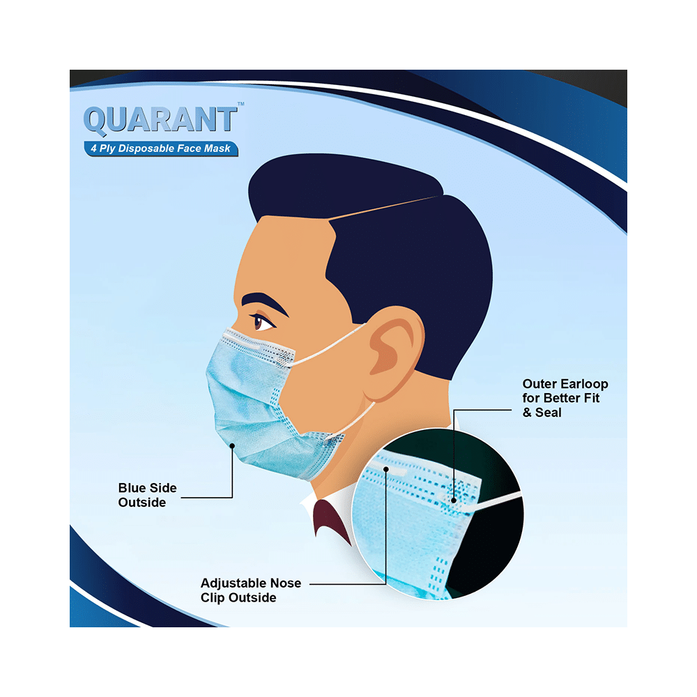 Quarant 4 Ply Disposable Face Mask Blue - Image 3