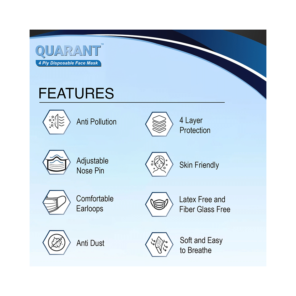 Quarant 4 Ply Disposable Face Mask Blue - Image 2