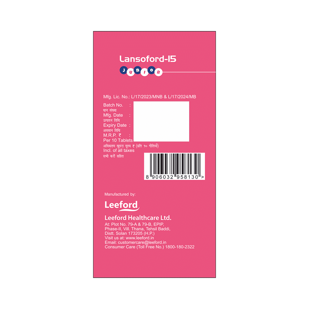 Lansoford Junior 15mg Tablet DT - Image 4