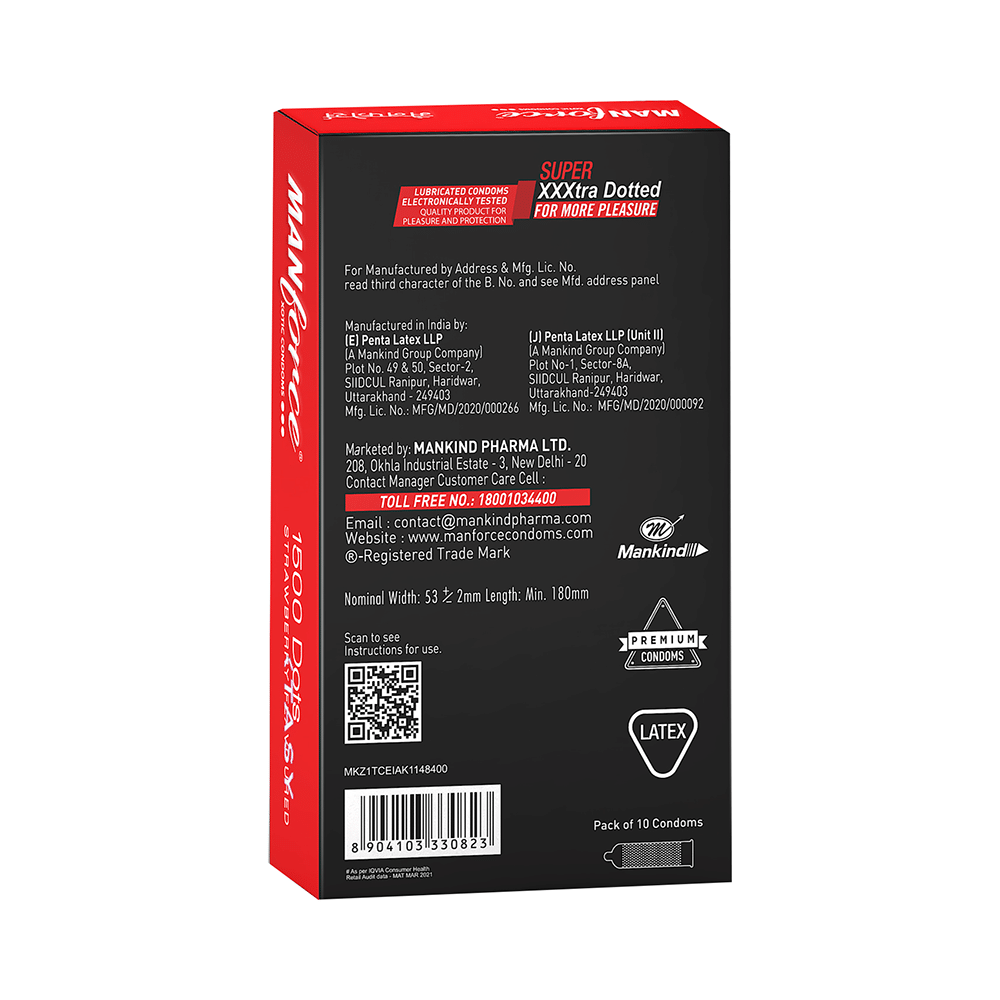 Manforce 1500 Dots Xotic Condom | Flavour Strawberry - Image 2