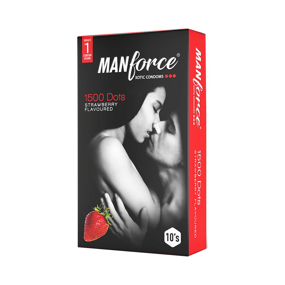 Manforce 1500 Dots Xotic Condom | Flavour Strawberry - Image 4