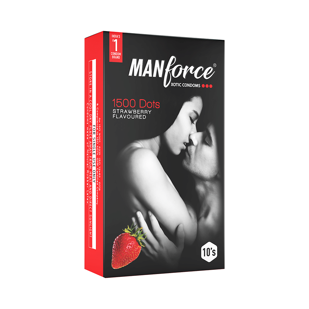 Manforce 1500 Dots Xotic Condom | Flavour Strawberry - Image 3