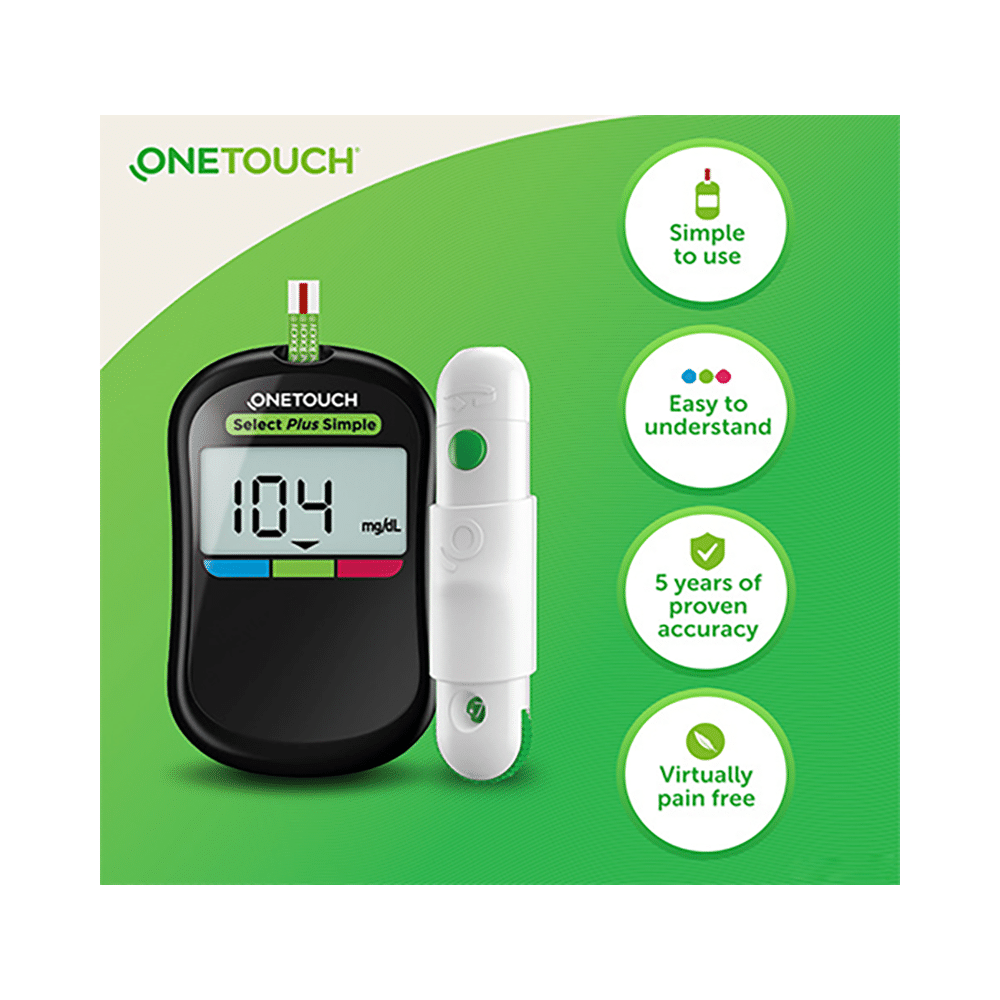 OneTouch Select Plus Simple Glucometer Value Pack (with 10 Test Strip Free) + 1 Pack of 50 Test Strip + 2 Pack of 25 Lancet - Image 5