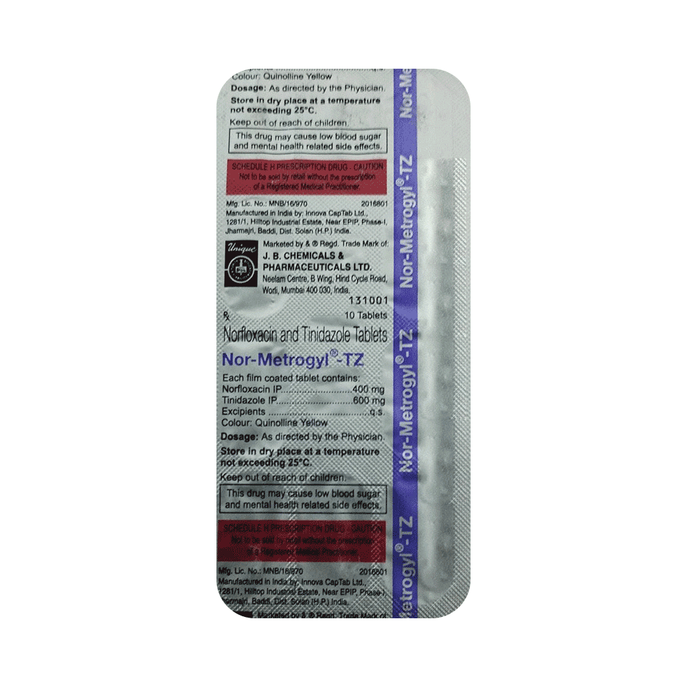 Nor Metrogyl TZ 400mg/600mg Tablet - Image 1