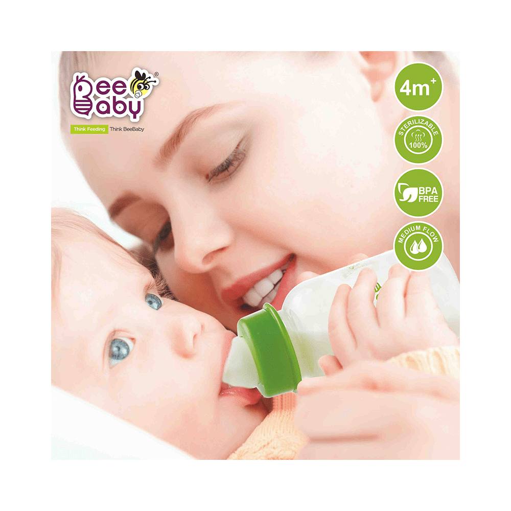 BeeBaby Basic Slim Neck Baby Feeding Bottle with Anti 4 Months+ Green - Image 4