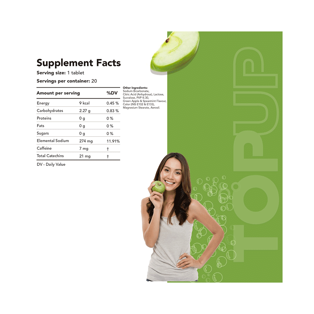 TopUp Delicious Matcha Green Tea Effervescent Tablet (20 Each) Green Apple - Image 7