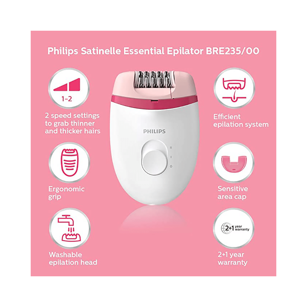 Philips BRE235/00 Corded Compact Epilator Pink and White - Image 2