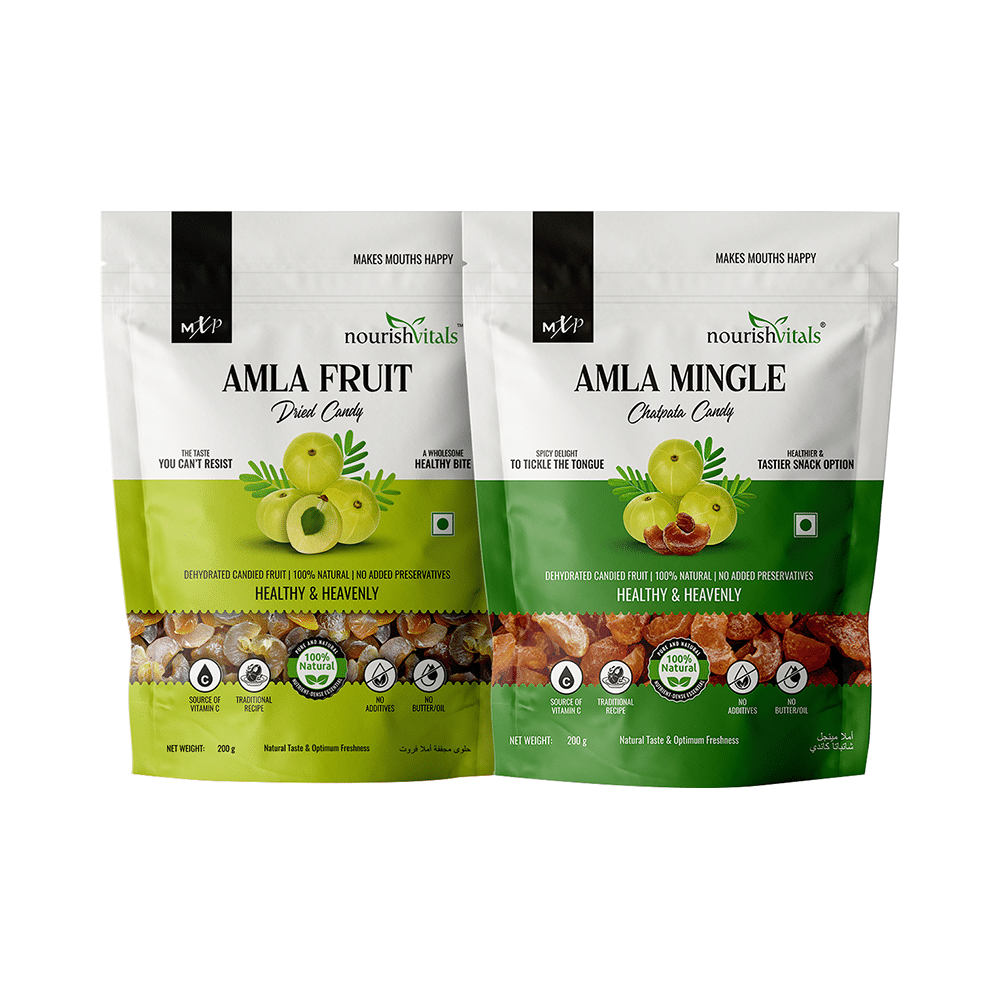 NourishVitals Combo Pack of Amla Fruit Dried and Amla Mingle Chatpata Candy (200gm Each)