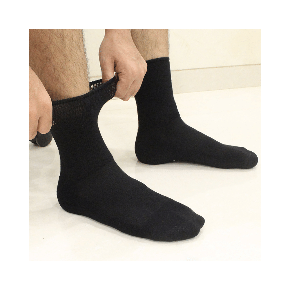 Heelium Diabetic Bamboo Socks Black Free Size - Image 3