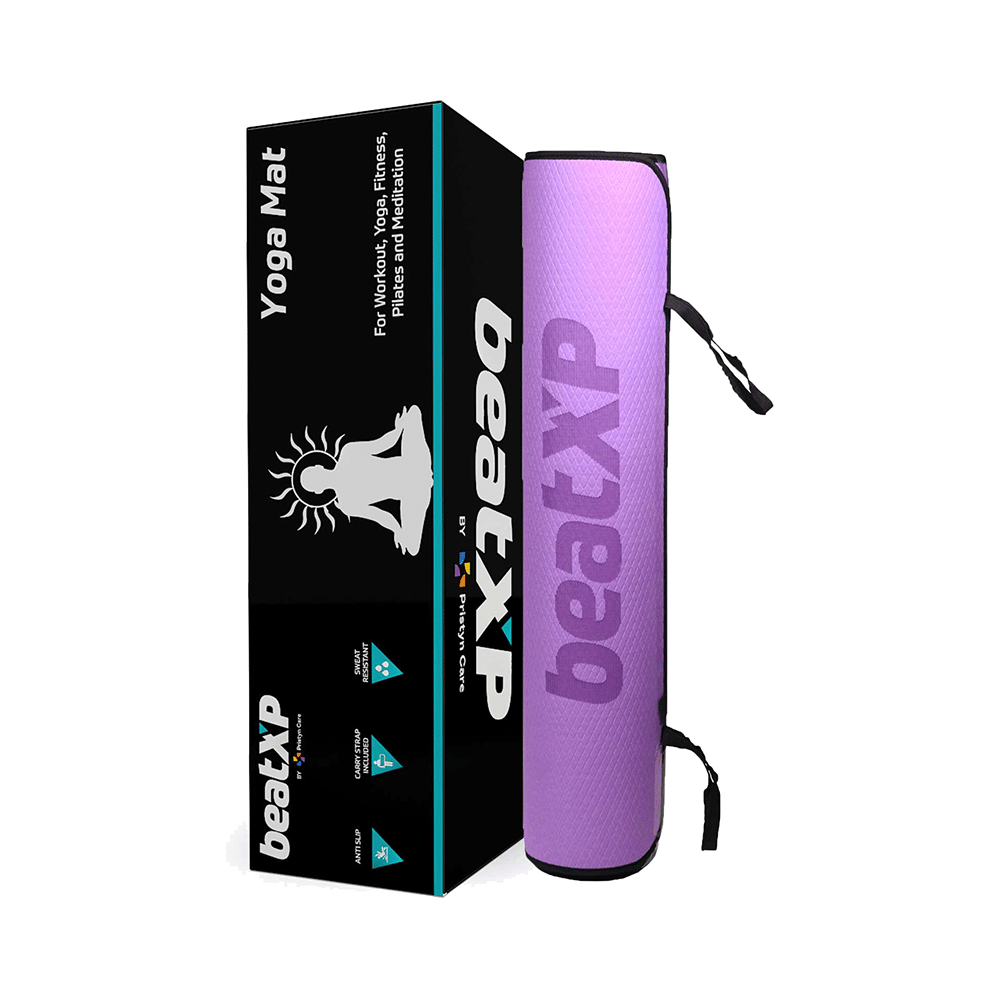 beatXP Anti Skid Yoga Mat Purple 6mm Border GHVMEDFIT107 - Image 1