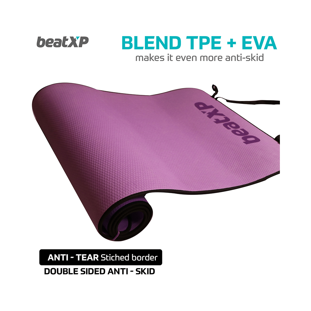 beatXP Anti Skid Yoga Mat Purple 6mm Border GHVMEDFIT107 - Image 7
