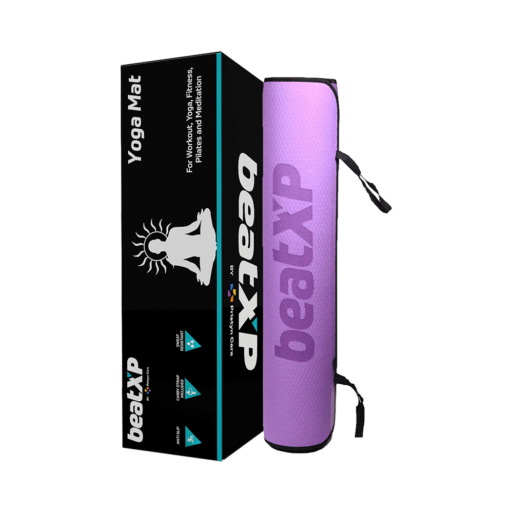 beatXP Anti Skid Yoga Mat Purple 6mm Border GHVMEDFIT107 - Image 6