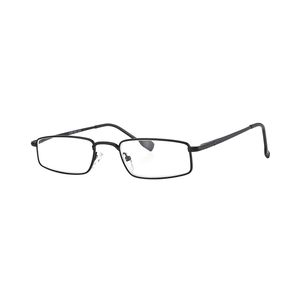 Klar Eye K 2011 Full Rim Rectangle Reading Glasses for Men and Women Shiny Black Optical Power +2.75