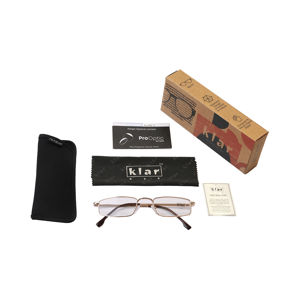 Klar Eye K 2011 Full Rim Rectangle Reading Glasses for Men and Women Shiny Black Optical Power +2.75 - Image 6