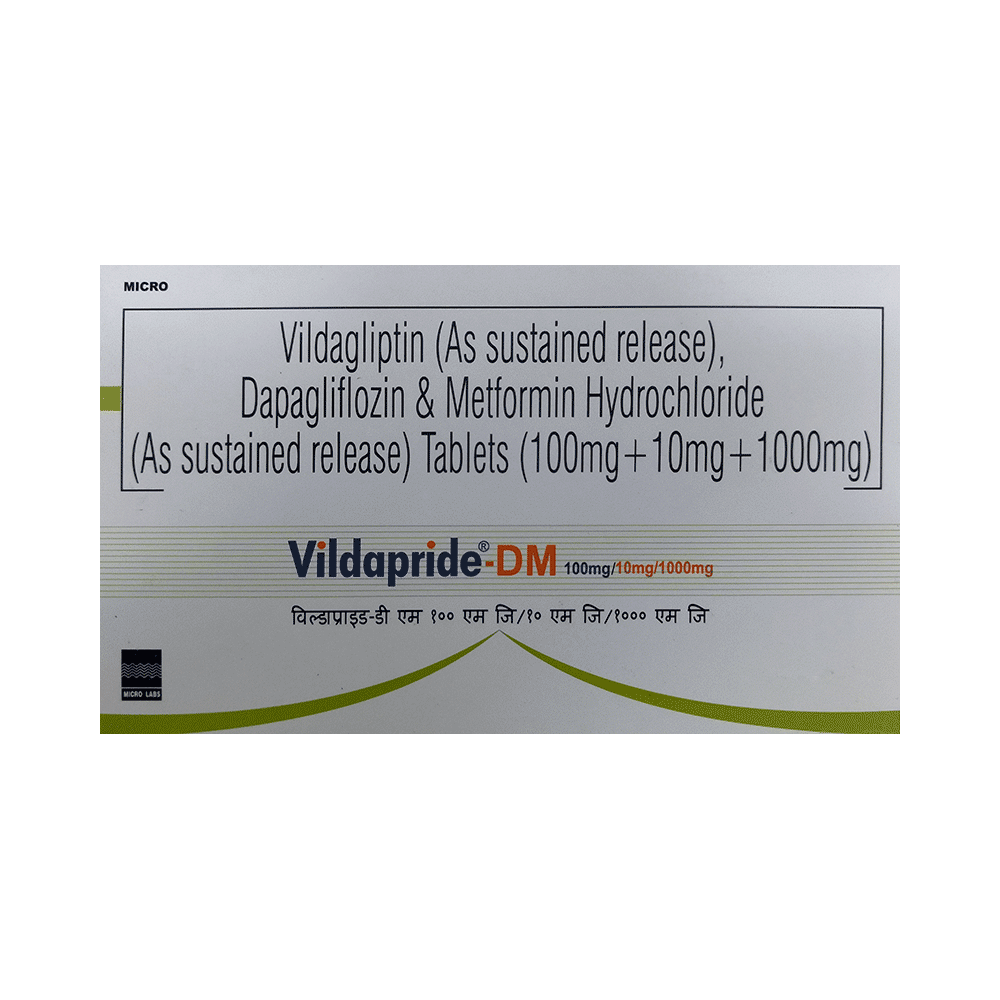Vildapride DM 10mg/1000mg/100mg Tablet SR