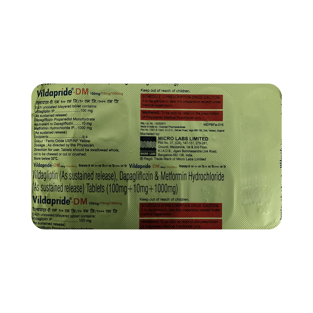 Vildapride DM 10mg/1000mg/100mg Tablet SR - Image 4