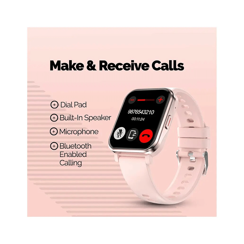 GOQii Stream Bluetooth Calling Smart Watch with 5 Lakh Health, 1 Lakh Life Insurance and 3 Months Free Health & Fitness Coaching Pink - Image 6