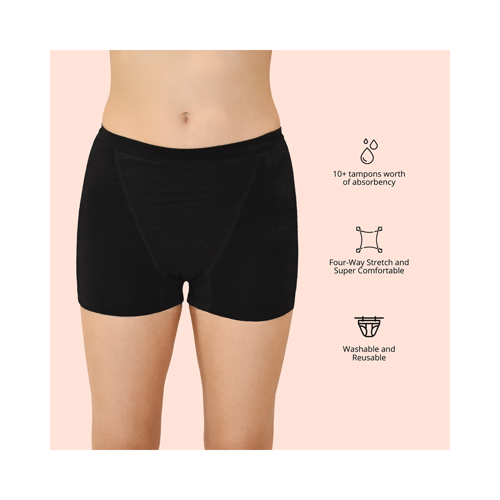 QNIX Boxer Brief Period Underwear Black - Image 5
