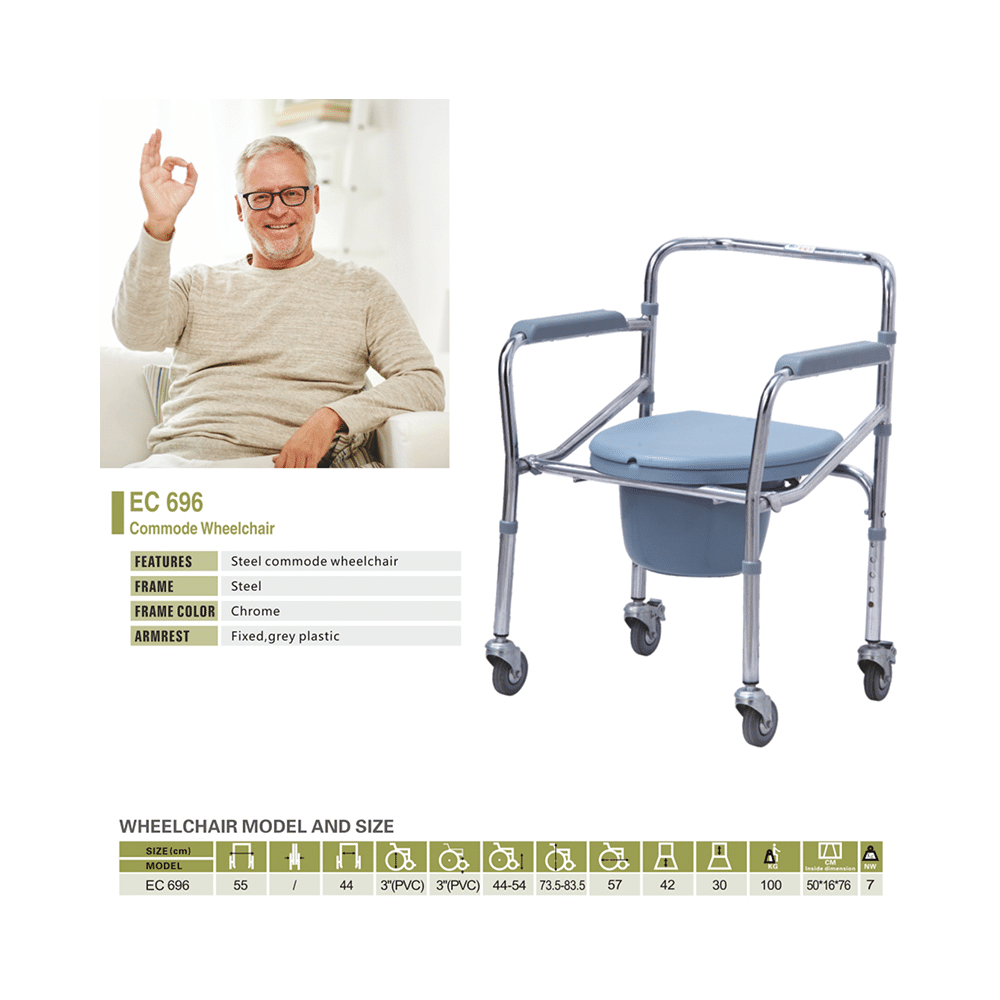 EASYCARE German Tech EC 696 Commode Wheelchair Blue - Image 2