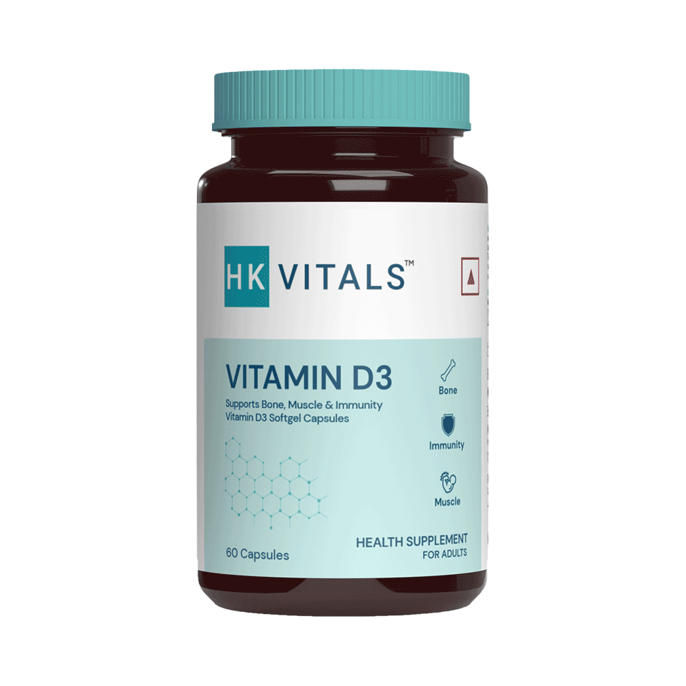 Healthkart HK Vitals Vitamin D3 (Cholecalciferol) 600IU | Softgel Capsule for Bones, Immunity & Muscles - Image 1