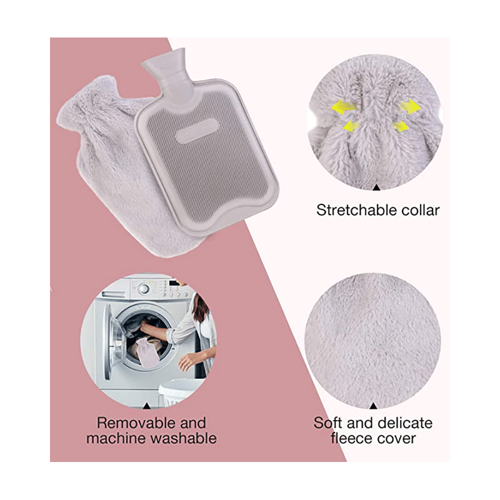 OPQ Silver Plastic Cap Hot Water Bag with Cover - Image 3
