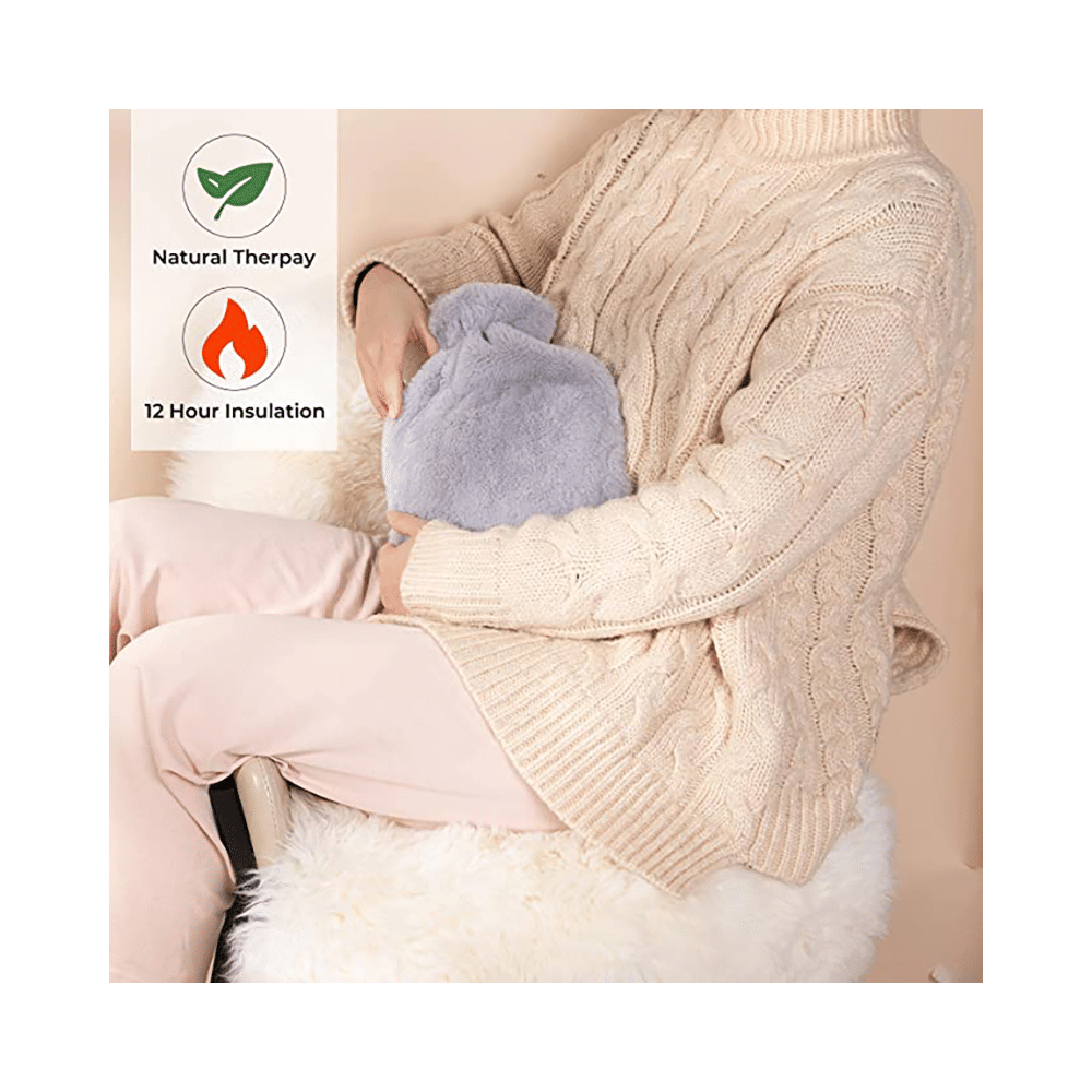 OPQ Silver Plastic Cap Hot Water Bag with Cover - Image 2