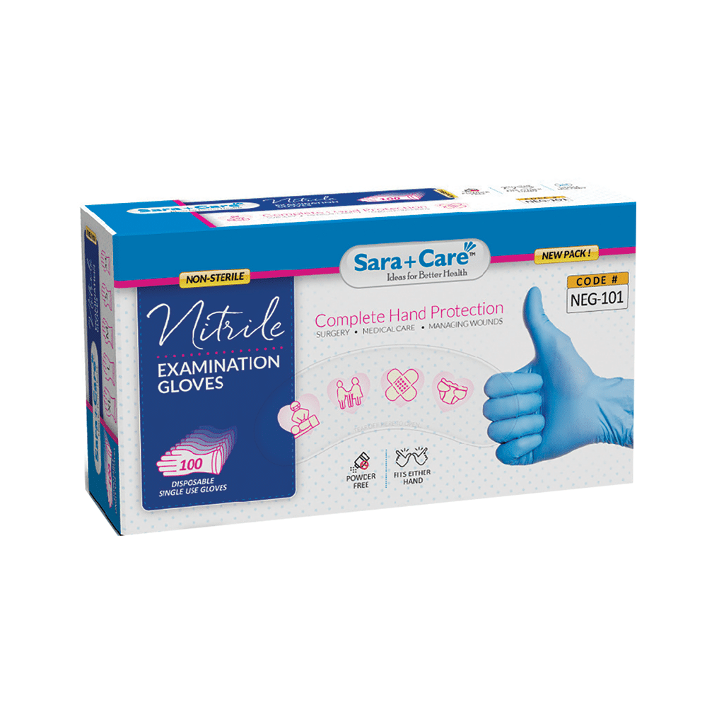 Sara+Care NEG 101 Nitrile Examination Gloves Large - Image 1