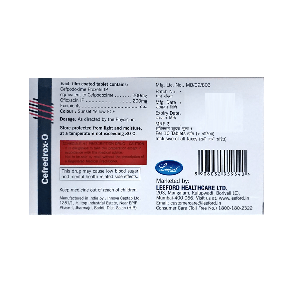 Cefredrox O 200mg/200mg Tablet - Image 2