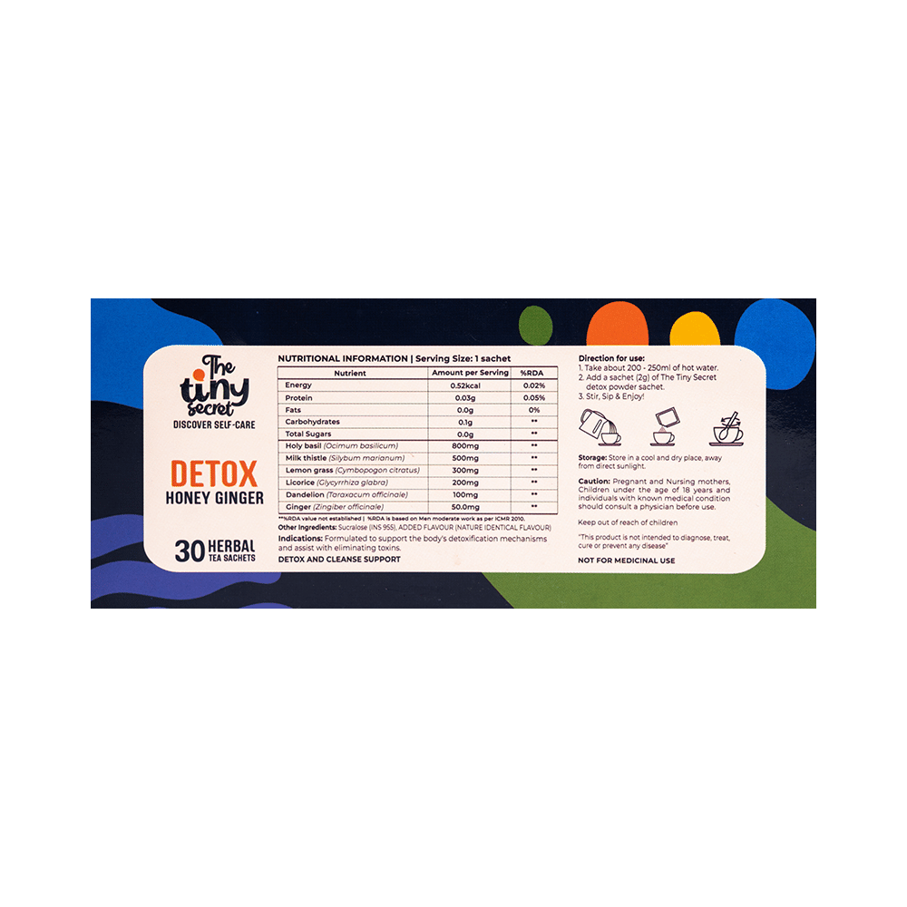 The Tiny Secret Nutraceutical Detox Herbal Tea Sachet (2gm Each) Honey Ginger - Image 2