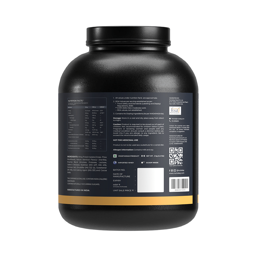 Nutrabay Gold Isolate Whey Protein for Muscles, Recovery, Digestion & Immunity | No Added Sugar | Flavour Vanilla Icecream - Image 3