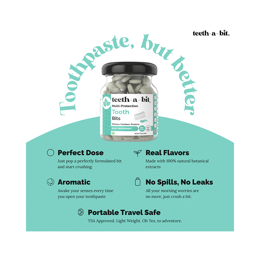 Teeth-A-Bit Multi-Protection Tooth Bits with Fluoride (Ages 13+ Yrs) Wild Peppermint - Image 3