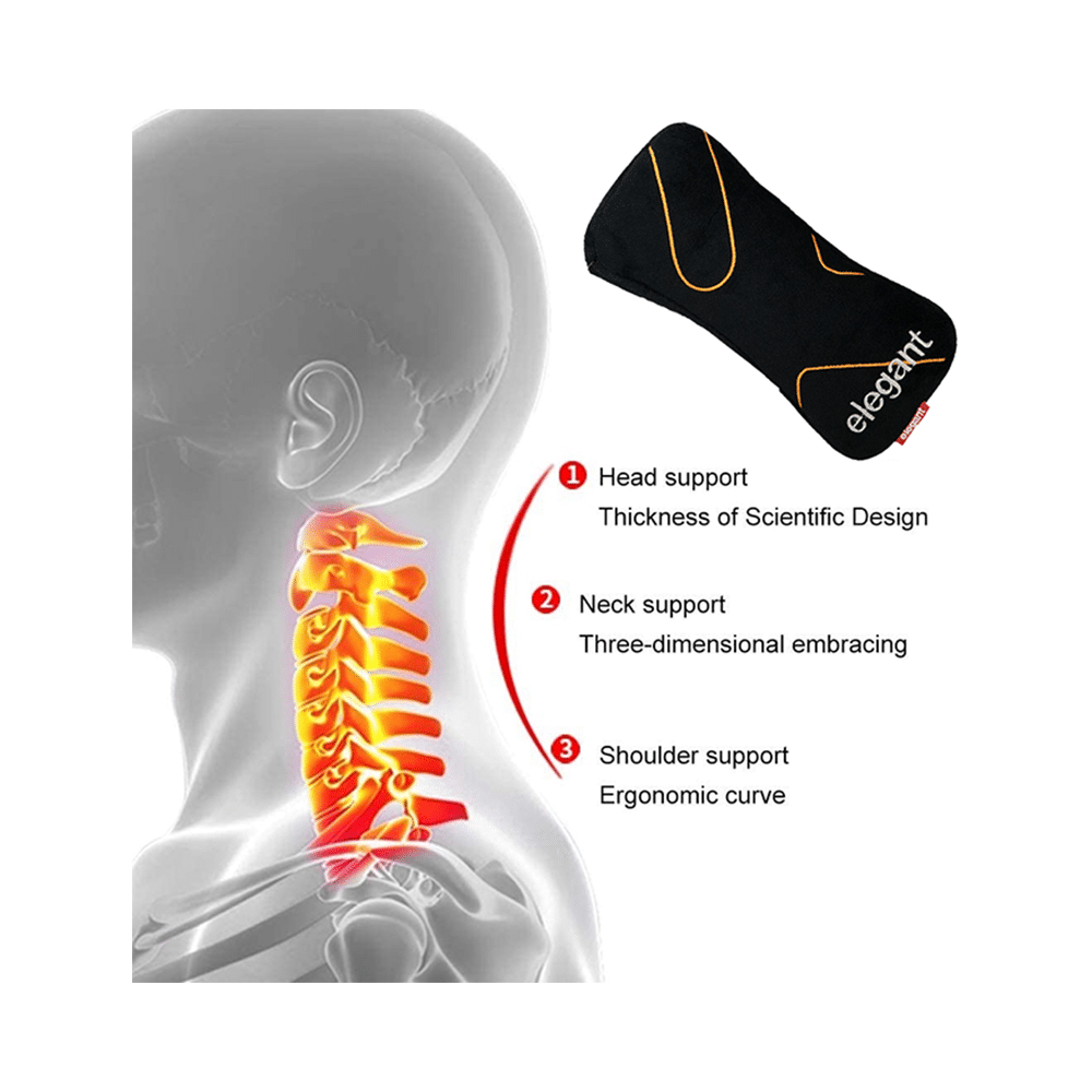 Elegant Fur Memory Foam Neck Support Black - Image 2