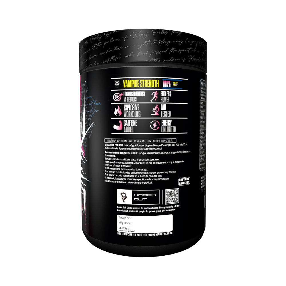 Knockout Vampire Pre-Workout Powder Fruit Punch with Free Shaker - Image 3