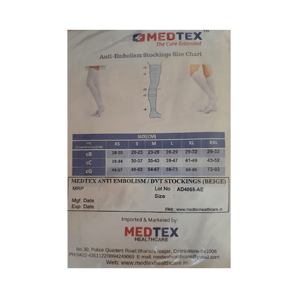 Medtex Knee Length Anti Embolism DVT Stocking Large Beige - Image 3